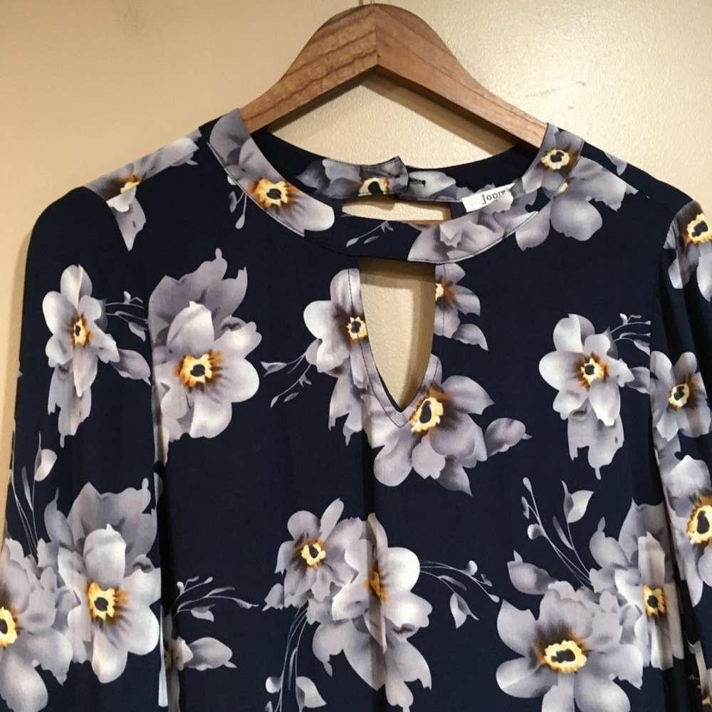 Jodifl Dark Floral Bell Sleeve Mini Dress Womens S Navy Whimsigoth Cottage Boho - Picture 2 of 11